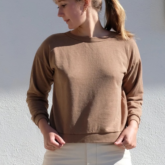 Jungmaven Crux Cropped Terry Sweatshirt / Sweater in Coyote, Size XS - Picture 2 of 14